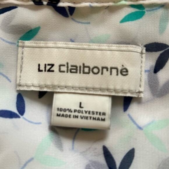 Liz Claiborne Top Women's Sheer Sleeveless Button Up Cool Blue/Green Size L - Picture 5 of 7